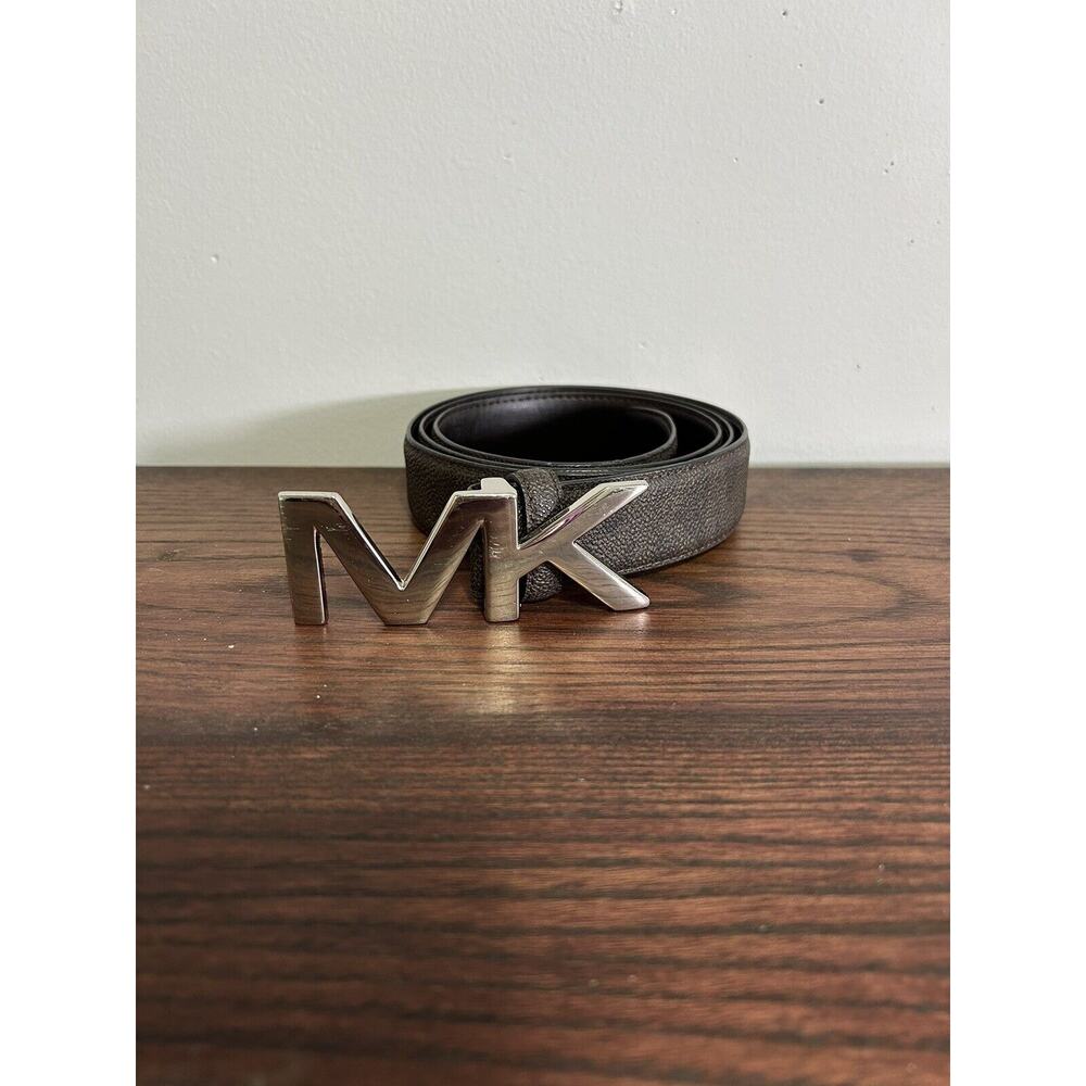 MICHAEL KORS MK buckle logo belt monogram print Brown L /XL womens 40”
